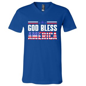 Memorial Day God Bless America Patriotic Honor Flag Soldiers Funny Gift V-Neck T-Shirt