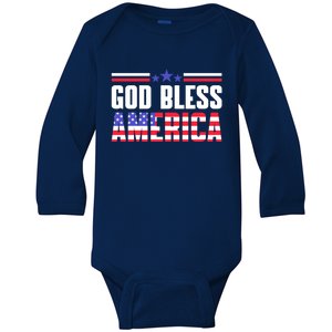 Memorial Day God Bless America Patriotic Honor Flag Soldiers Funny Gift Baby Long Sleeve Bodysuit