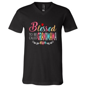 Mothers Day Gift Blessed To Be Called Grandmama V-Neck T-Shirt