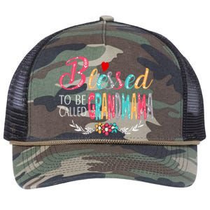 Mothers Day Gift Blessed To Be Called Grandmama Retro Rope Trucker Hat Cap