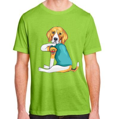 Mothers Day Gift Funny Dog Mom Beagle I Love Mom Tattoo Adult ChromaSoft Performance T-Shirt