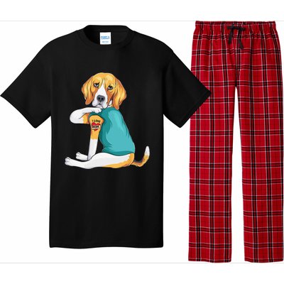 Mothers Day Gift Funny Dog Mom Beagle I Love Mom Tattoo Pajama Set