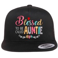 Mothers Day Gift Blessed To Be Called Auntie Flat Bill Trucker Hat