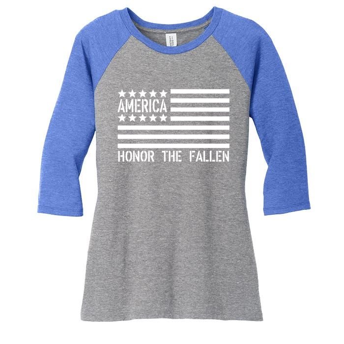 Memorial Day Gift Honor The Fallen Military 4th Of July Cute Gift Women's Tri-Blend 3/4-Sleeve Raglan Shirt