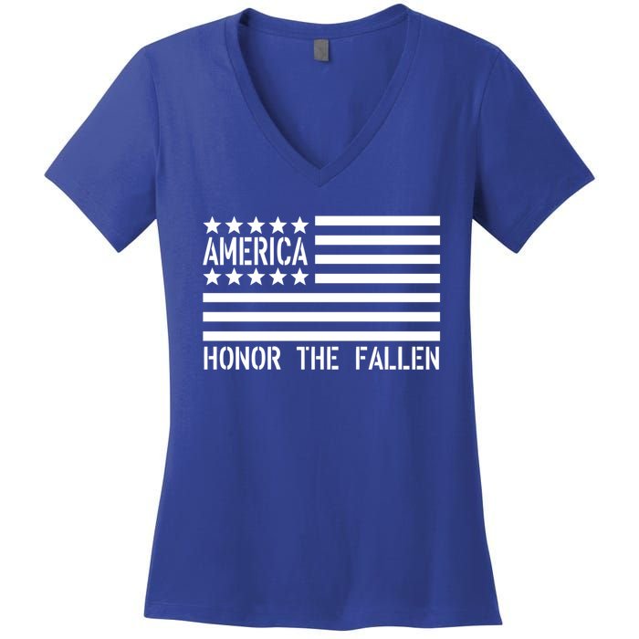 Memorial Day Gift Honor The Fallen Military 4th Of July Cute Gift Women's V-Neck T-Shirt