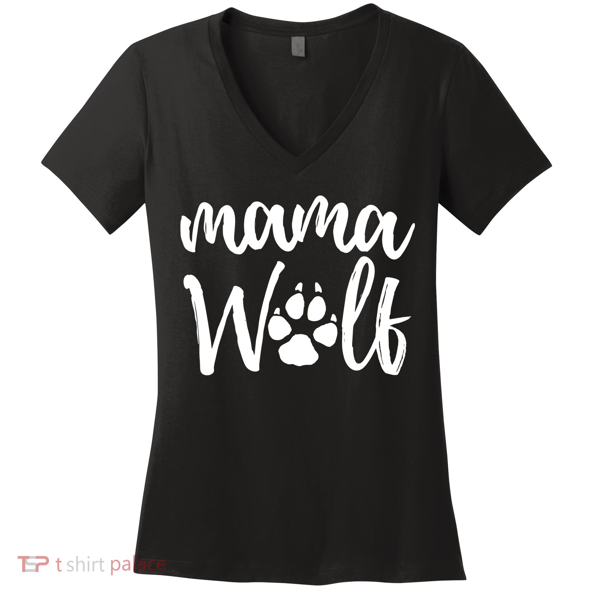 Mother's Day Gift. Mama Wolf Wolves Wild Lover Mom Mother Women Gift Women's V-Neck T-Shirt