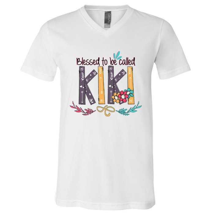 Mothers Day Gift Blessed To Be Called Kiki V-Neck T-Shirt