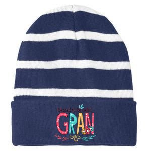 Mothers Day Gift Blessed To Be Called Gran Striped Beanie with Solid Band