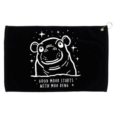 Moo Deng Good Mood Minimalist Grommeted Golf Towel