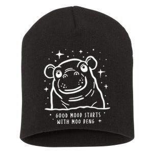 Moo Deng Good Mood Minimalist Short Acrylic Beanie