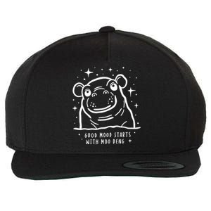 Moo Deng Good Mood Minimalist Wool Snapback Cap