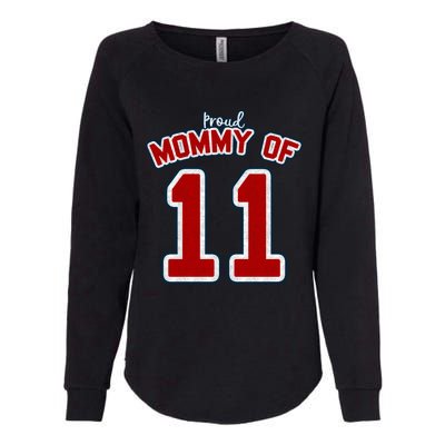 Mothers Day Gift Baseball Sports Style Proud Mommy Of 11 Gift Womens California Wash Sweatshirt