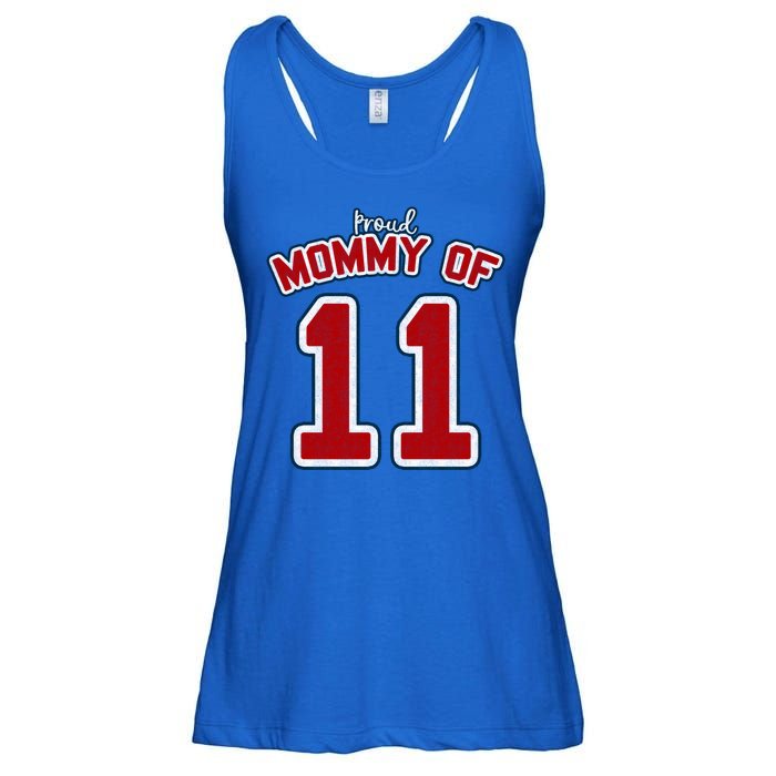 Mothers Day Gift Baseball Sports Style Proud Mommy Of 11 Gift Ladies Essential Flowy Tank