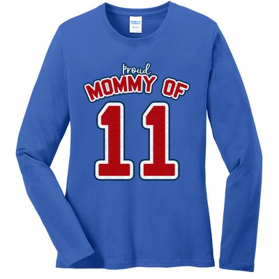 Mothers Day Gift Baseball Sports Style Proud Mommy Of 11 Gift Ladies Long Sleeve Shirt