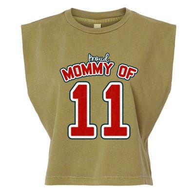 Mothers Day Gift Baseball Sports Style Proud Mommy Of 11 Gift Garment-Dyed Women's Muscle Tee