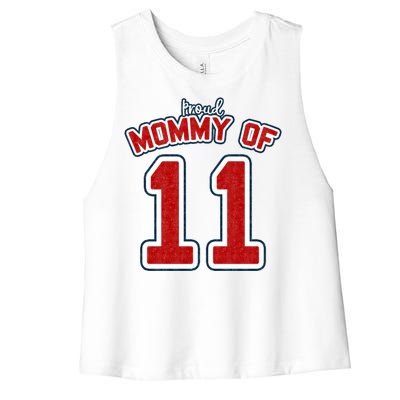 Mothers Day Gift Baseball Sports Style Proud Mommy Of 11 Gift Women's Racerback Cropped Tank