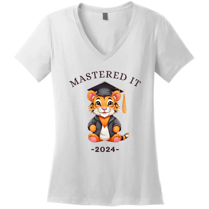 Masters Degree Graduation 2024 Mastered It Women's V-Neck T-Shirt