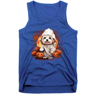 Maltese Dog Ghost Funny Halloween Pumpkin For Dog Lovers Funny Gift Tank Top