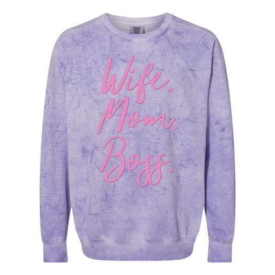 MotherS Day Gift Ideas Wife Mom Boss Gift Pink Cute Colorblast Crewneck Sweatshirt