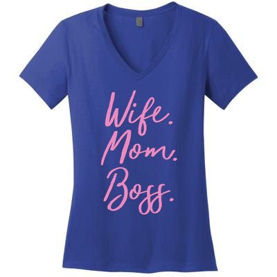 MotherS Day Gift Ideas Wife Mom Boss Gift Pink Cute Women's V-Neck T-Shirt