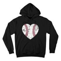 Mother's Day Gift Distressed Heart Baseball Heart Mom Mama Tall Hoodie