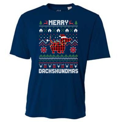 Merry Dachshundmas Gift Cooling Performance Crew T-Shirt