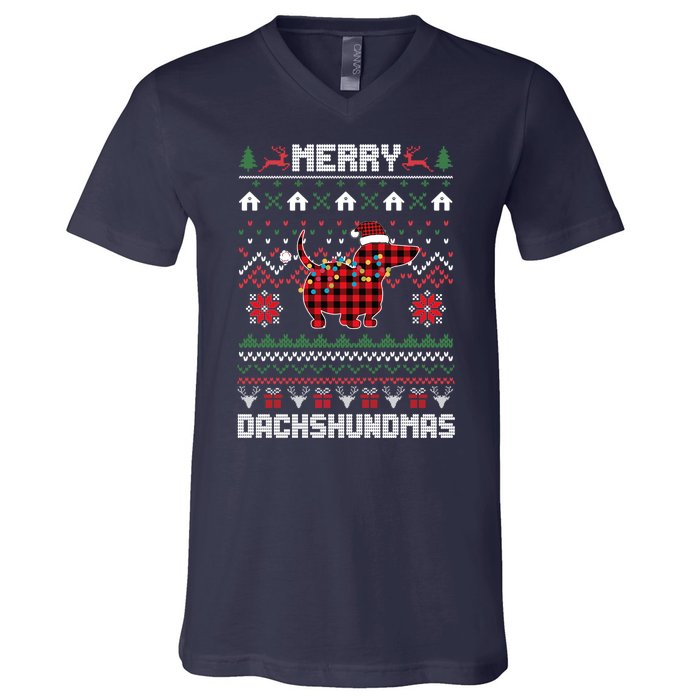 Merry Dachshundmas Gift V-Neck T-Shirt