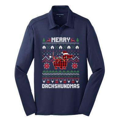 Merry Dachshundmas Gift Silk Touch Performance Long Sleeve Polo