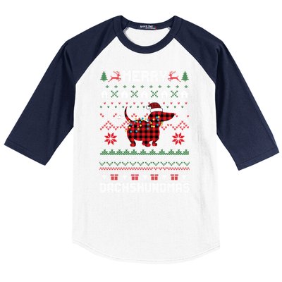 Merry Dachshundmas Gift Baseball Sleeve Shirt