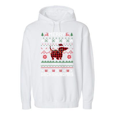 Merry Dachshundmas Gift Garment-Dyed Fleece Hoodie