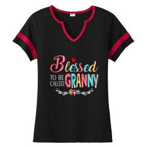 Mothers Day Gift Blessed To Be Called Granny Ladies Halftime Notch Neck Tee