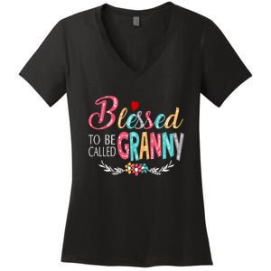 Mothers Day Gift Blessed To Be Called Granny Women's V-Neck T-Shirt