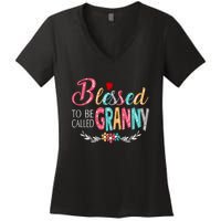 Mothers Day Gift Blessed To Be Called Granny Women's V-Neck T-Shirt