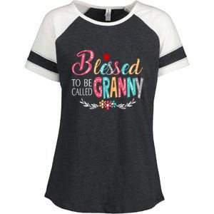 Mothers Day Gift Blessed To Be Called Granny Enza Ladies Jersey Colorblock Tee