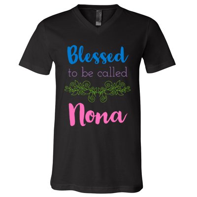 Mothers Day Gift Blessed To Be Called Nona V-Neck T-Shirt