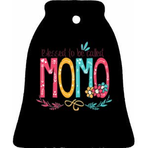 Mothers Day Gift Blessed To Be Called Momo Ceramic Bell Ornament