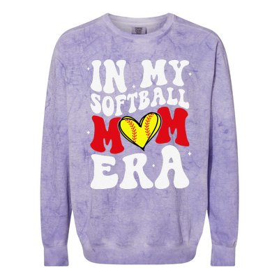 Mothers Day Gifts In My Softball Mom Era Funny Softball Mama Colorblast Crewneck Sweatshirt