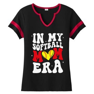 Mothers Day Gifts In My Softball Mom Era Funny Softball Mama Ladies Halftime Notch Neck Tee