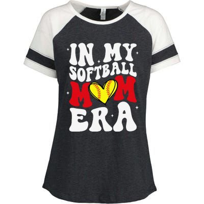 Mothers Day Gifts In My Softball Mom Era Funny Softball Mama Enza Ladies Jersey Colorblock Tee