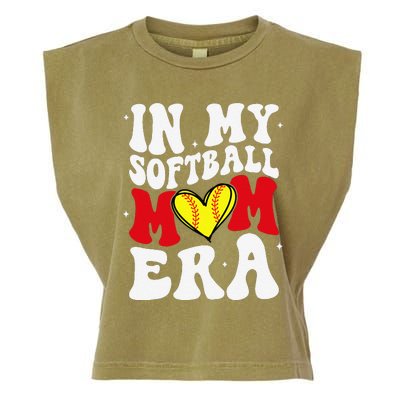 Mothers Day Gifts In My Softball Mom Era Funny Softball Mama Garment-Dyed Women's Muscle Tee