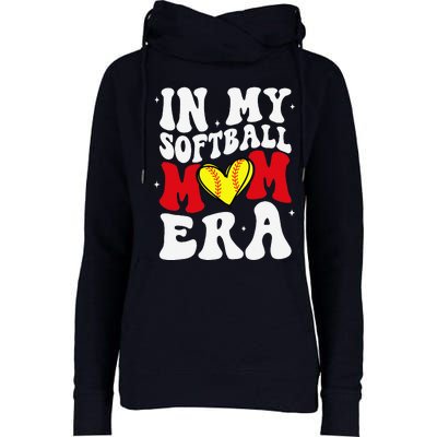 Mothers Day Gifts In My Softball Mom Era Funny Softball Mama Womens Funnel Neck Pullover Hood