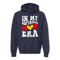 Mothers Day Gifts In My Softball Mom Era Funny Softball Mama Premium Hoodie