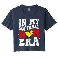 Mothers Day Gifts In My Softball Mom Era Funny Softball Mama Women's Crop Top Tee