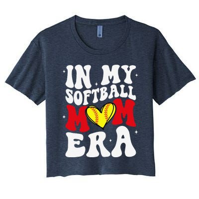 Mothers Day Gifts In My Softball Mom Era Funny Softball Mama Women's Crop Top Tee