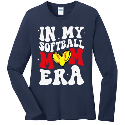 Mothers Day Gifts In My Softball Mom Era Funny Softball Mama Ladies Long Sleeve Shirt