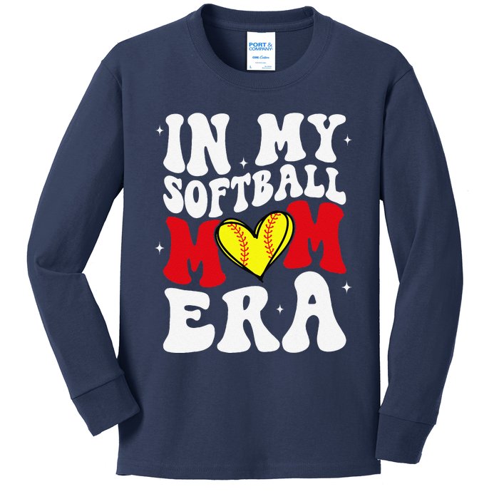 Mothers Day Gifts In My Softball Mom Era Funny Softball Mama Kids Long Sleeve Shirt