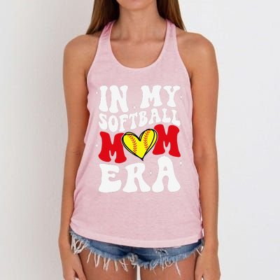 Mothers Day Gifts In My Softball Mom Era Funny Softball Mama Women's Knotted Racerback Tank