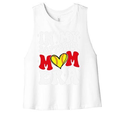 Mothers Day Gifts In My Softball Mom Era Funny Softball Mama Women's Racerback Cropped Tank