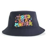 Mothers Day Groovy Tired As A Mother Mom Mama Funny Retro Sustainable Bucket Hat