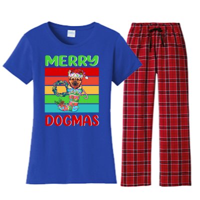 Merry Dogmas Ger Shepherd Christmas Dog Puppy Funny Xmas Great Gift Women's Flannel Pajama Set